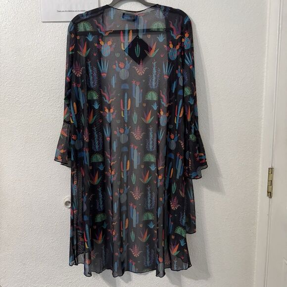 Merigold Kiss Cactus Print Mesh Kimono M/L Western Cowboy Boho Festival - Picture 4 of 6